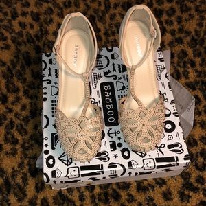 Never Worn Nude Suede Wedges